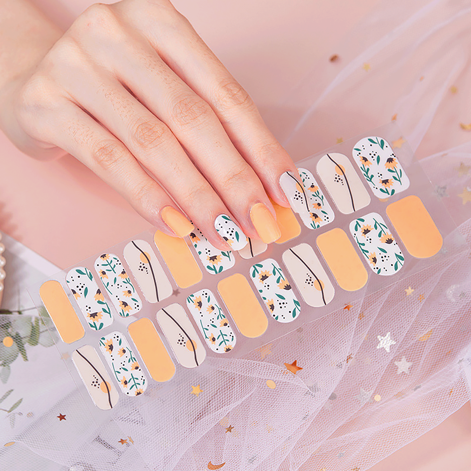 stickers ongles sun flower